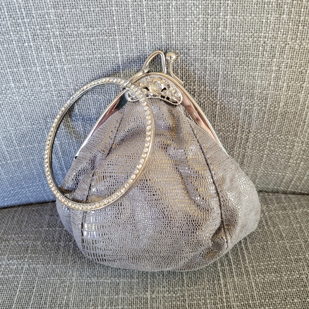 Elegant Silver Rhinestone Wristlet Clutch